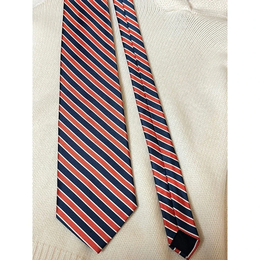 Brooks Brothers Basics Silk Necktie Red Blue White Stripe Formal Shiny‎ Premium
